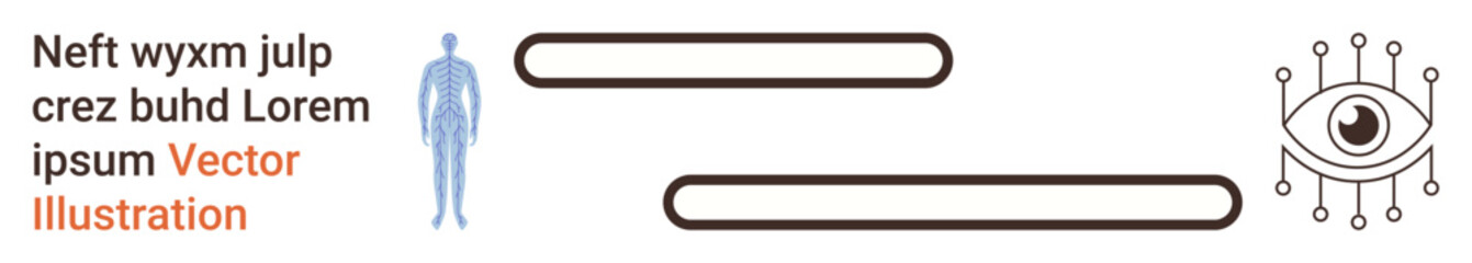 Obraz premium Artificial intelligence, data visualization, digital identity, surveillance, future technology, cybersecurity. Human figure and eye symbol connected to digital lines. Artificial intelligence and data