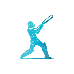 Cricket Batter Swinging Bat in Action Vector