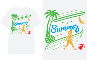 Summer t-shirt design with beach elements and tropical theme eps 10 © create designer