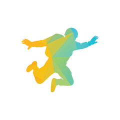 Vibrant Geometric Silhouette Of A Jumping Person