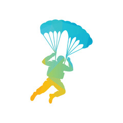 Vibrant Geometric Silhouette Of A Jumping Person Vector Illustration