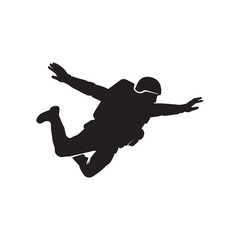 Silhouette Of A Jumping From Plain In Dynamic Action Logo