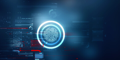 2d Illustration Fingerprint Scanning Technology Concept 
