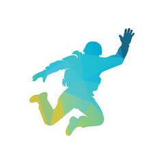 Vibrant Geometric Silhouette Of A Jumping Person Vector