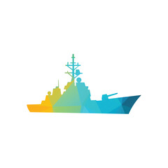Geometric Ship With Gradient Shapes For Modern Ocean Stock Illustration
