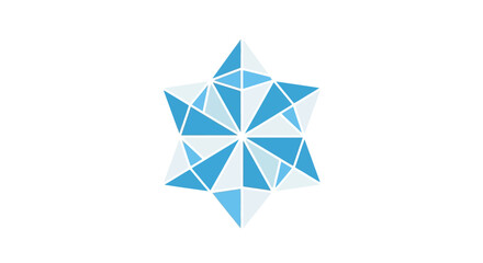 Abstract Blue Geometric Star or Snowflake Shape, Modern Design Element on Isolated White Background.