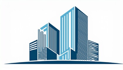 Fototapeta premium modern architectural building logo design in blue color for construction business