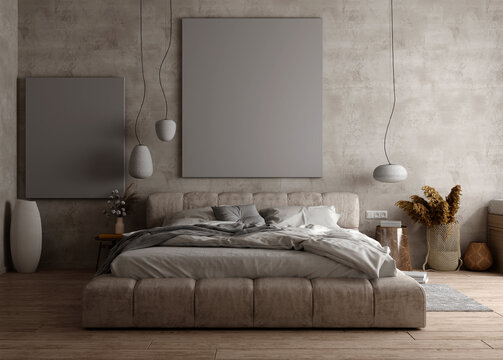3d render luxury hotel suite bedroom