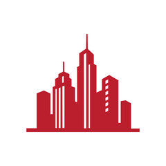 Red City Skyline Silhouette: Bold Urban Architecture for Branding and Design