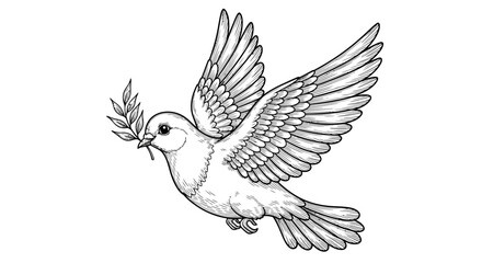 Obraz premium Elegant peace dove carrying olive branch illustration symbol of hope harmony vector art