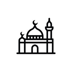 Obraz premium Simple black and white line drawing of a mosque with minarets