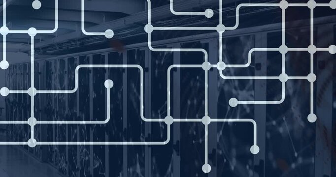 Animation of multiple formulas and data processing over dark background