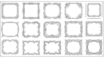 Large collection of fifteen intricate vintage style frames with ornate borders is perfect for invitations and certificate designs.