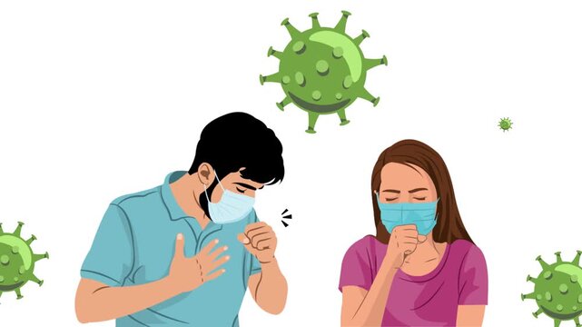 Men and women wear anti-virus masks when they have coughs and colds.