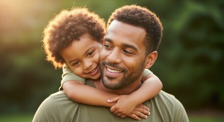 Obraz premium Heartwarming father's day moment loving dad and child embrace