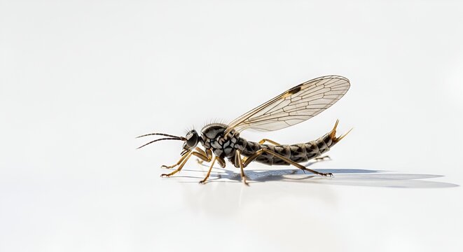 stonefly insect on white background, close-up