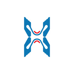 Abstract Blue H Logo With Red Smile Design, Symmetry, and Modern Geometric Elements