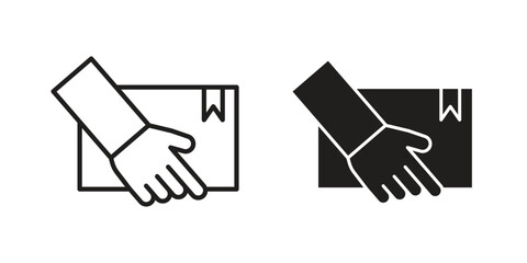 Hand holding box icon. Trendy Flat style for graphic design, Website, UI. EPS10