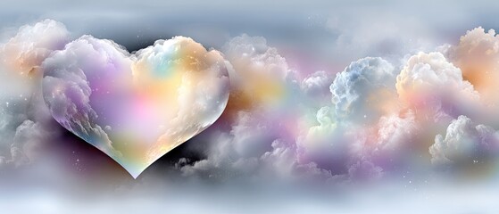 Fototapeta premium Heart-shaped cloud in a colorful sky creates a dreamy landscape perfect for a Valentine's Day background with bright colors and stunning details