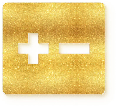 Luxury golden glitter solid finance plus and minus icon