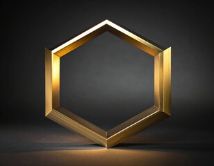 Elegant Gold Hexagonal Frame on Dark Background for Art Display