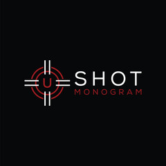 Fototapeta premium Initial Letter U Shot Hunting Focus Logo Design Inspiration