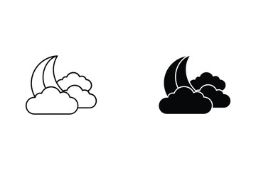 Obraz premium Moon behind clouds vector illustration in flat design style