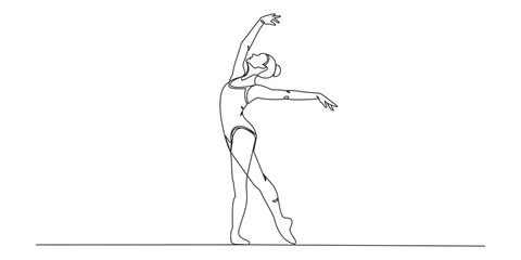Abstract dancer in continuous one line art drawing style. Gymnast or ballerina figure black linear design isolated on transparent background. Vector illustration © Somit