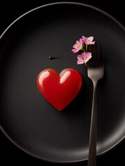 heart shaped dessert in plate