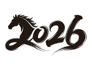 Black Ink Artistic Digital Design for the Year of the Horse