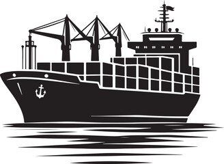 Vector illustration of a commercial cargo ship and nautical vessel transporting goods across the blue ocean water for the global shipping industry