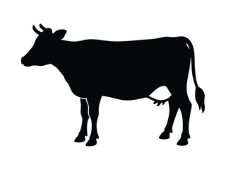 Fototapeta premium Cow vector collection, Cow and Calf black silhouette icon, Set of cow vector design on a white background