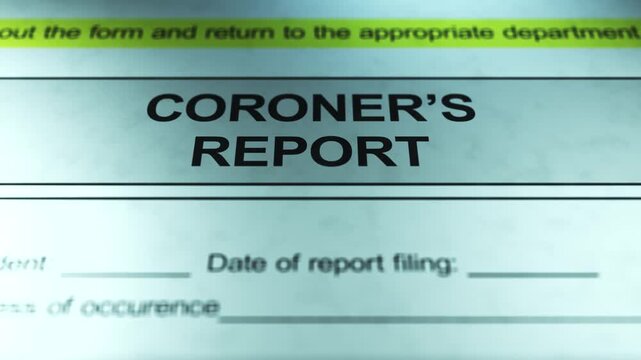  Dramatic Lighting over Generic Coroner's Report Form