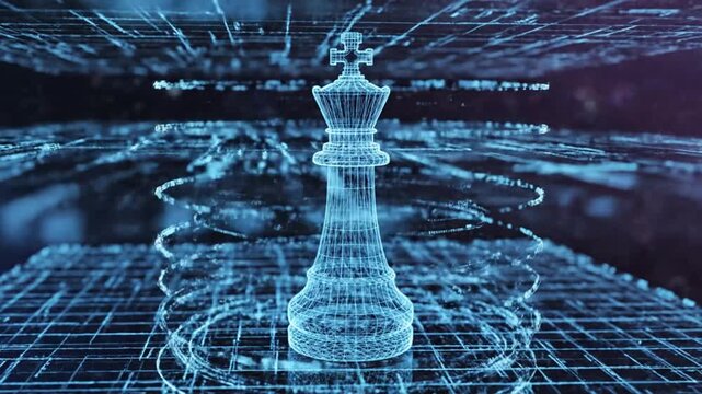 Abstract digital chess king futuristic cybernetic strategy concept