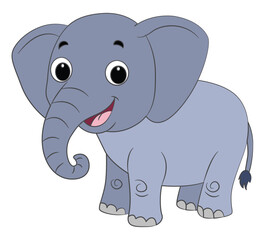Obraz premium Smiling elephant standing on white background