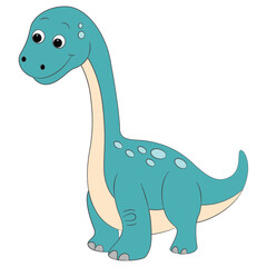 A lively brontosaurus dinosaur cartoon on white background © Vector Club