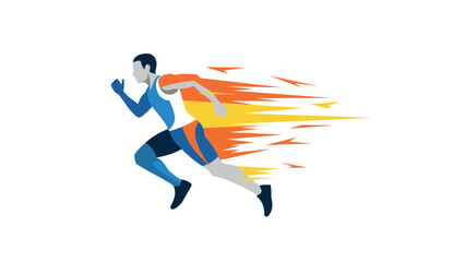 Fototapeta premium Dynamic sprinter with speed effect in flat design