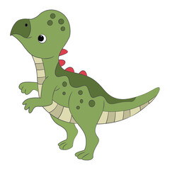 Fototapeta premium Happy cartoon dinosaur Iguanodon isolated on white background