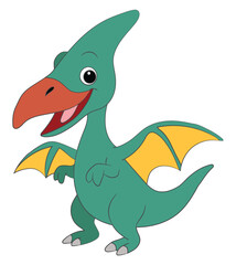 Cute Cartoon pterodactyl dinosaur isolated on white background © Vector Club