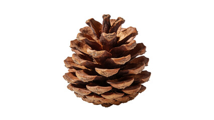 Brown pine cone, natural dry wood pattern, isolated on transparent background