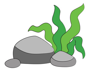 A cartoon illustration of underwater elements