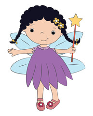 A cute little fairy with a crown and wings