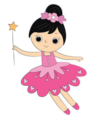 A funny cute little fairy girl flying