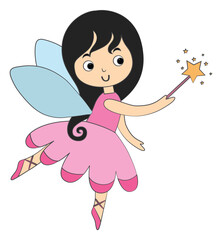 A funny cute little fairy flying