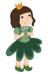 A girl in a green outfit cartoon
