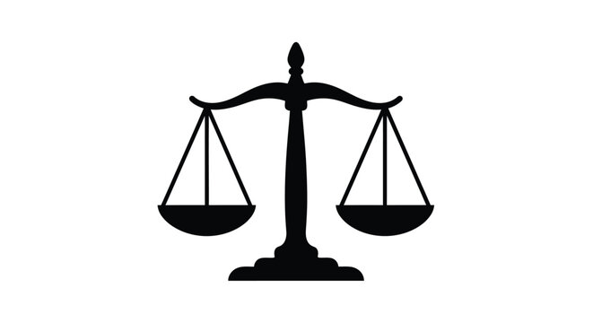 Black silhouette of scales of justice representing law and fairness