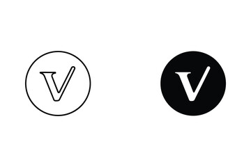 Minimalist V Logo Design in Black and White Vector Illustration