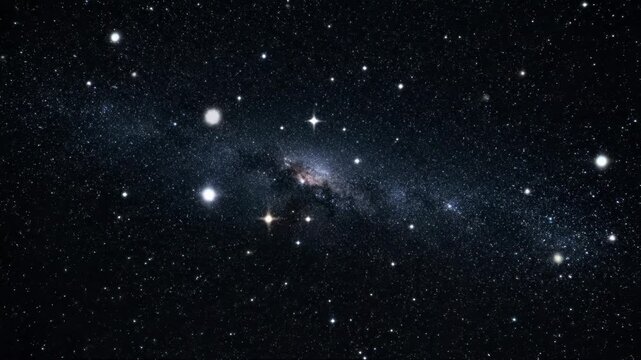 A stunning view of a starry night sky with a bright moon and galaxy