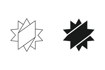 Geometric star shapes in black and white outline and filled vector illustration