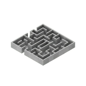 Concrete Maze with Complex Paths and Walls
